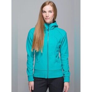 Lululemon Scuba Hoodie 1.0 Teal Green “Om Your Happy” Size 8 Rare Vintage